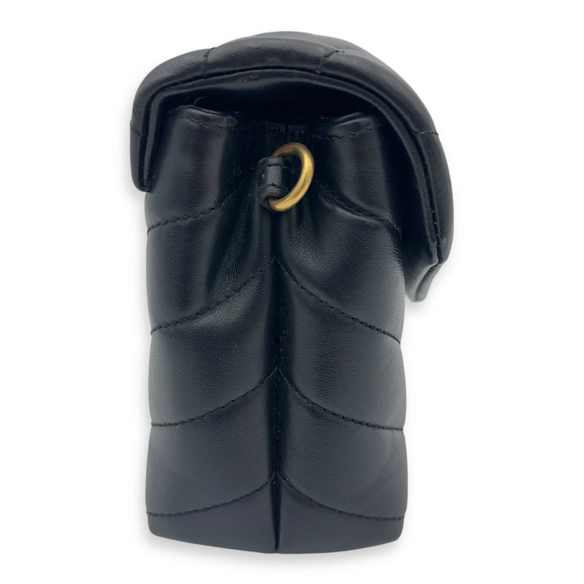 Loulou Toy Black Crossbody Bag in Calfskin, Gold hardware