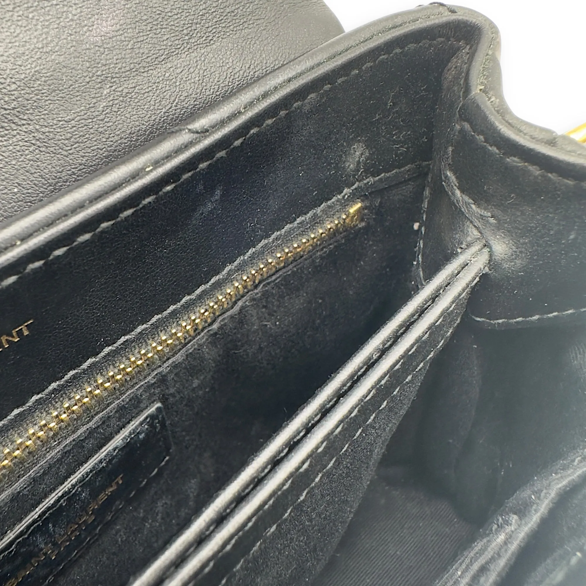 Loulou Toy Black Crossbody Bag in Calfskin, Gold hardware
