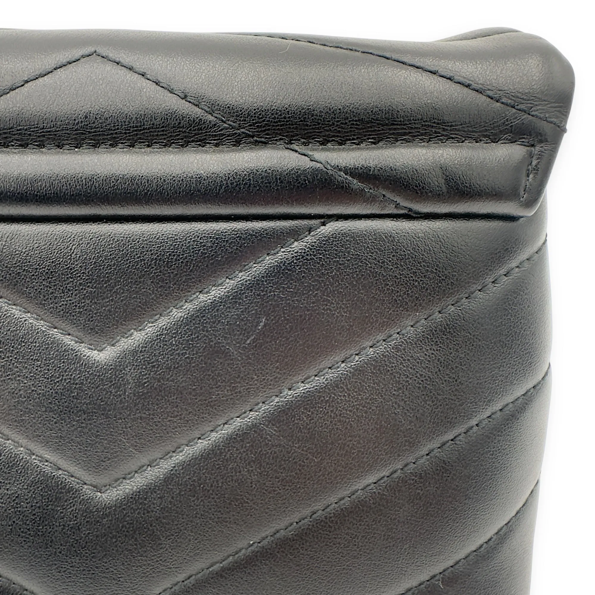 Loulou Toy Black Crossbody Bag in Calfskin, Gold hardware