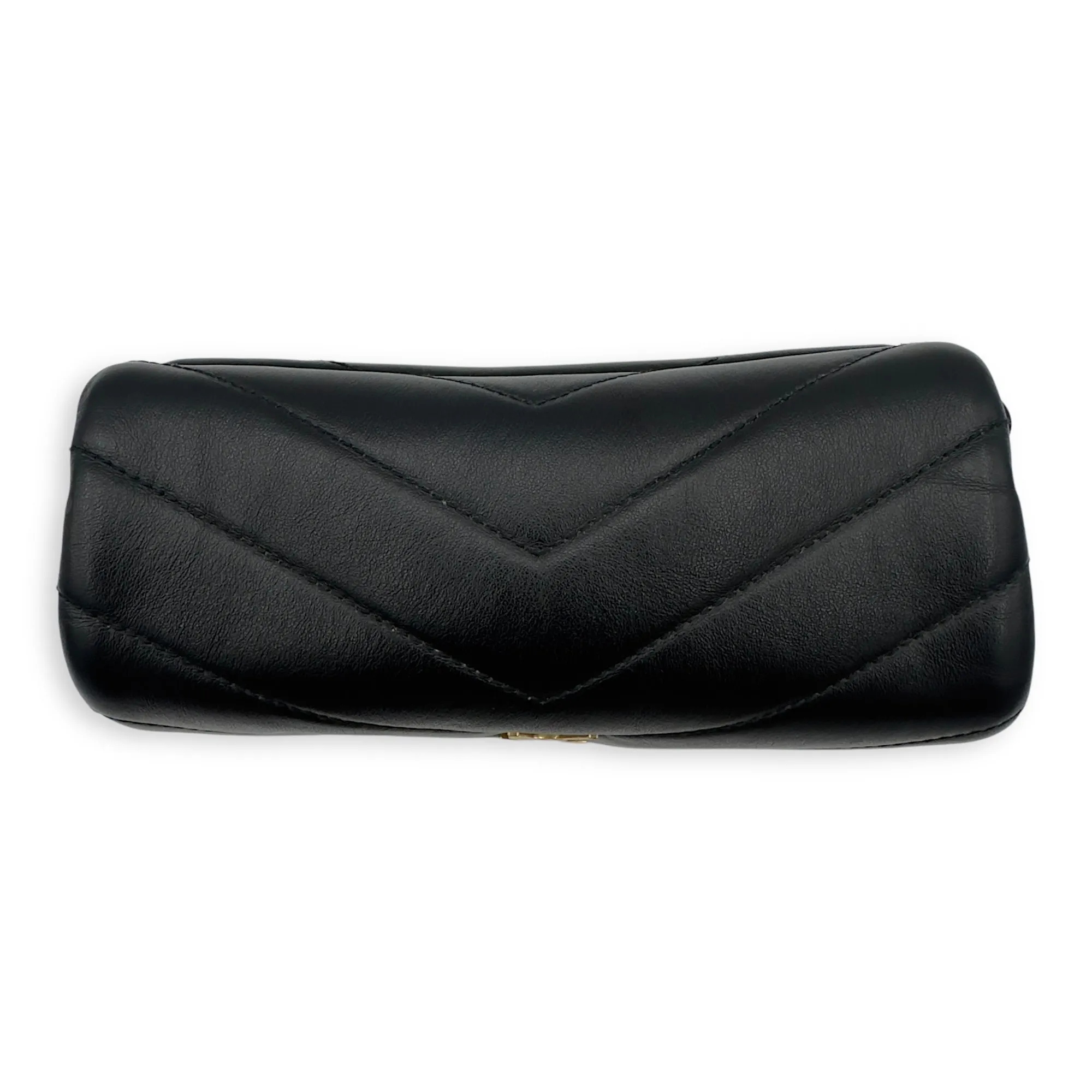 Loulou Toy Black Crossbody Bag in Calfskin, Gold hardware