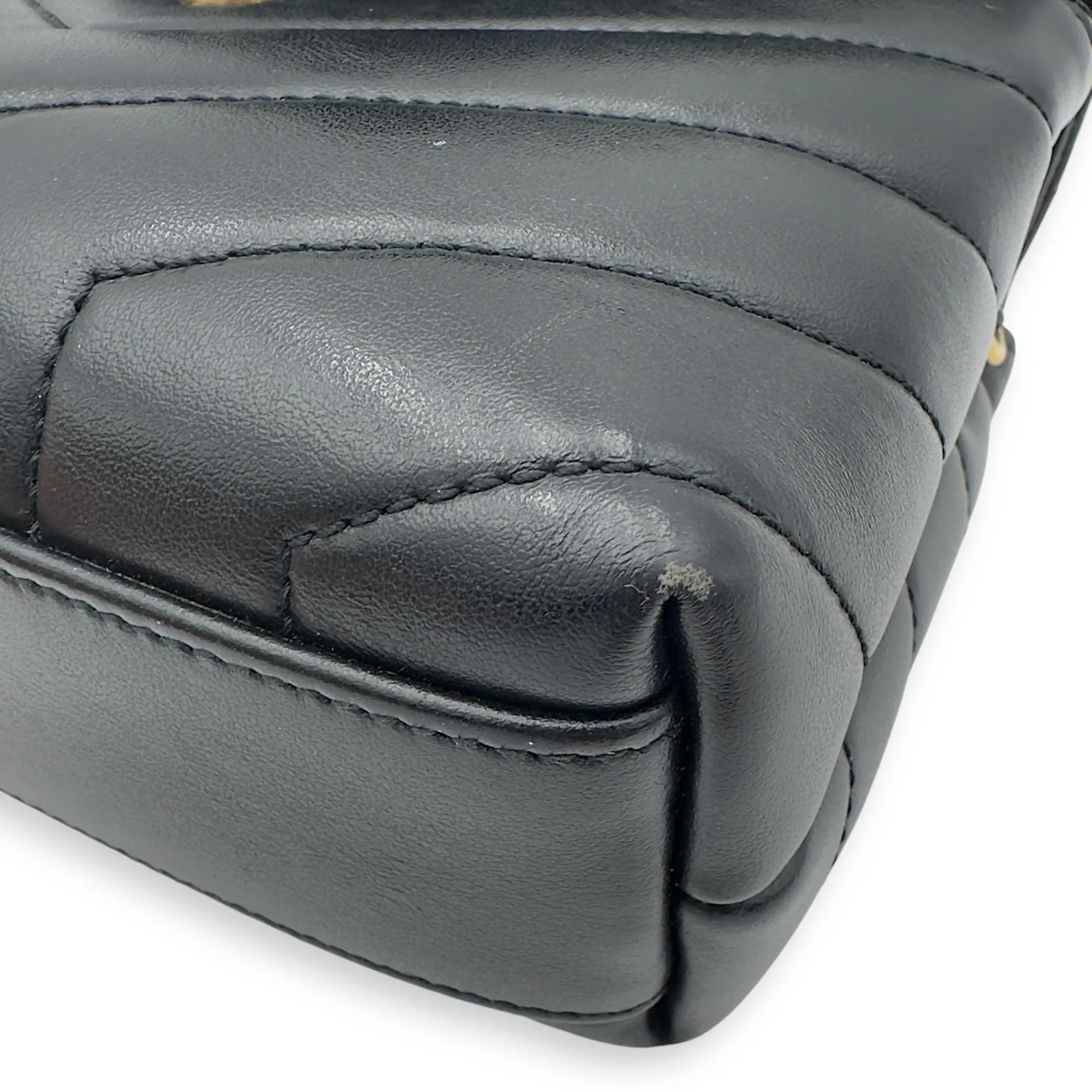Loulou Toy Black Crossbody Bag in Calfskin, Gold hardware