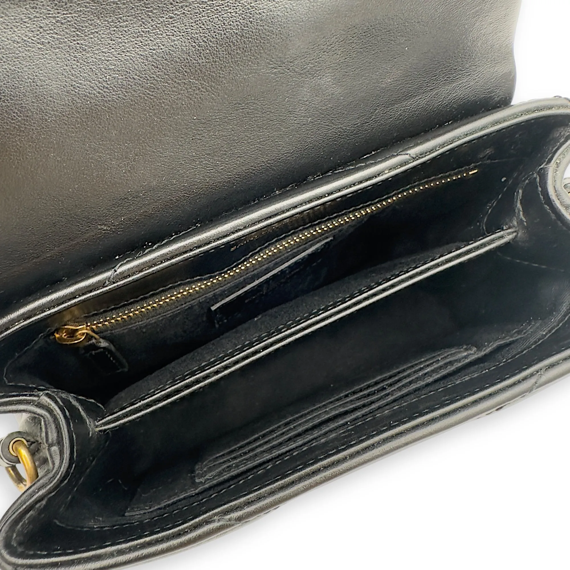 Loulou Toy Black Crossbody Bag in Calfskin, Gold hardware