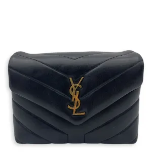 Loulou Toy Black Crossbody Bag in Calfskin, Gold hardware