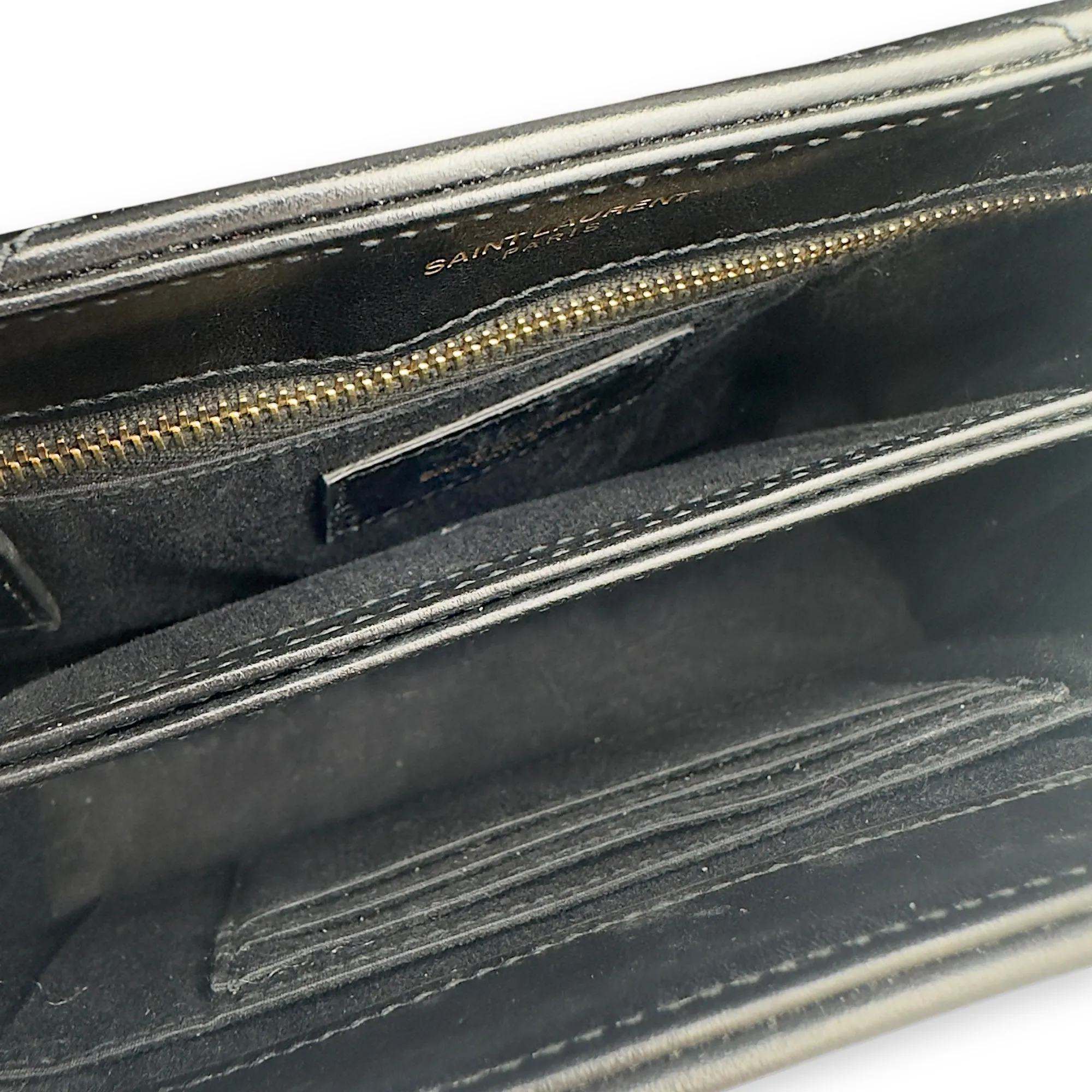 Loulou Toy Black Crossbody Bag in Calfskin, Gold hardware