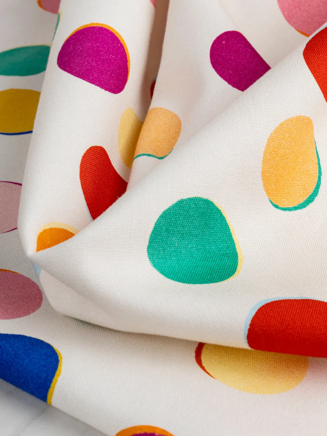 Marbles Print Organic Cotton Canvas - Cream   Multicolour