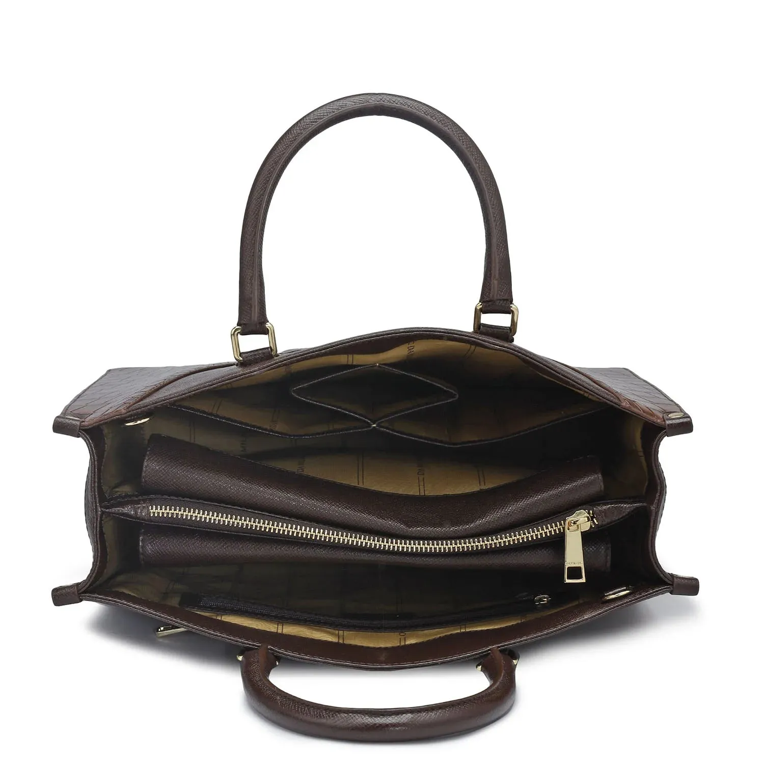 Medium Croco Franzy Leather Book Tote - Brown