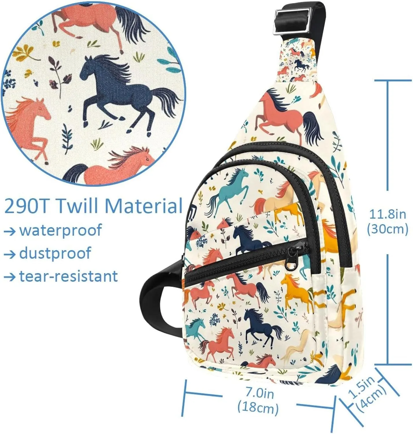 Men's Sling Backpack, running horses (2)