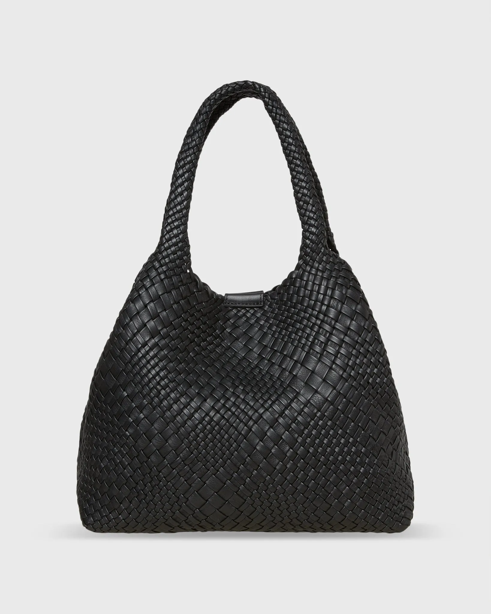 Mercato Handwoven Tote in Black Leather