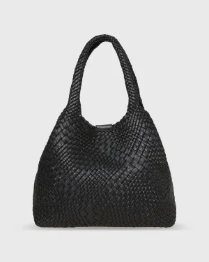 Mercato Handwoven Tote in Black Leather