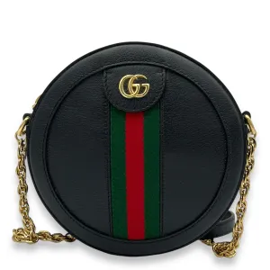 Ophidia Round  Crossbody bag in Calfskin, Gold Hardware