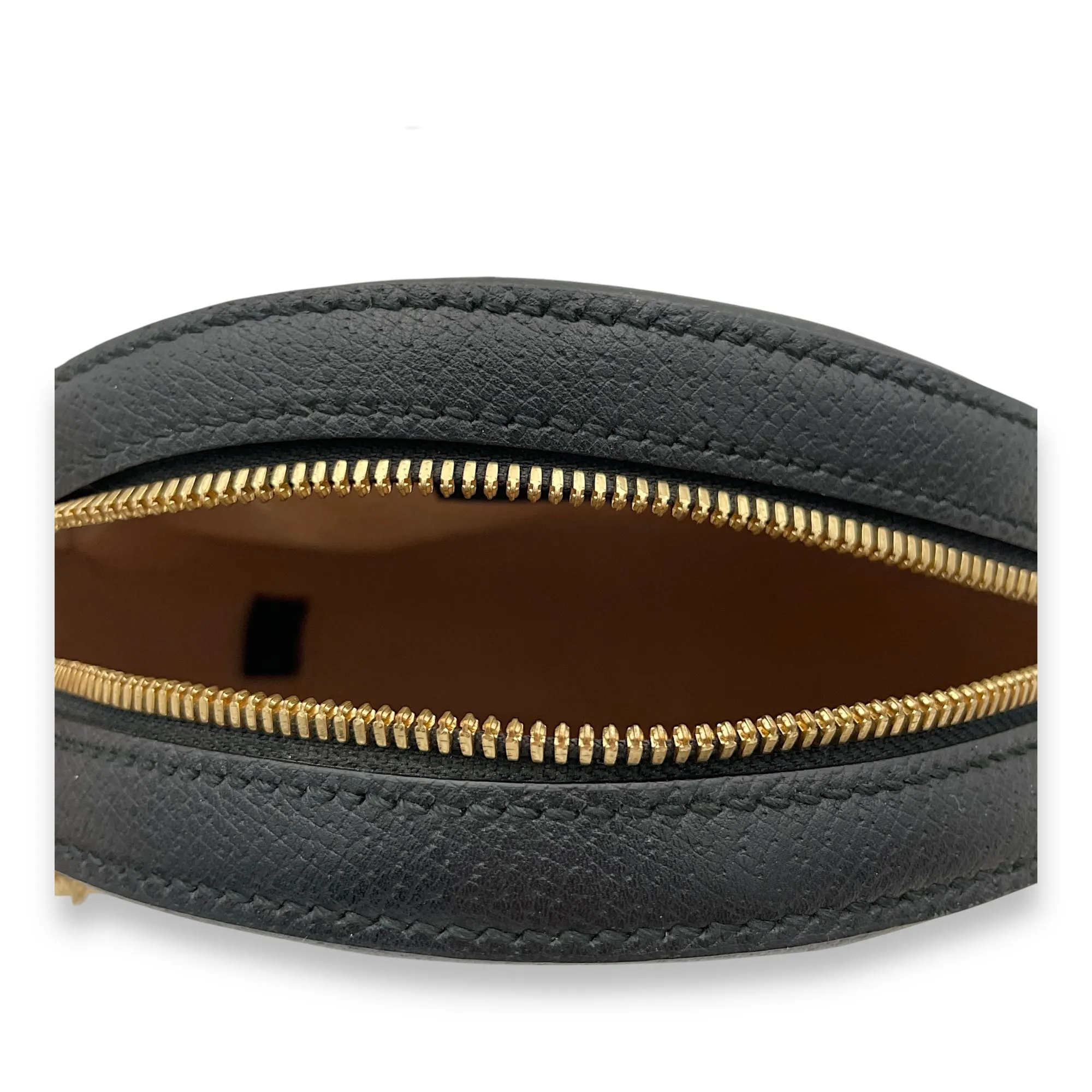 Ophidia Round  Crossbody bag in Calfskin, Gold Hardware