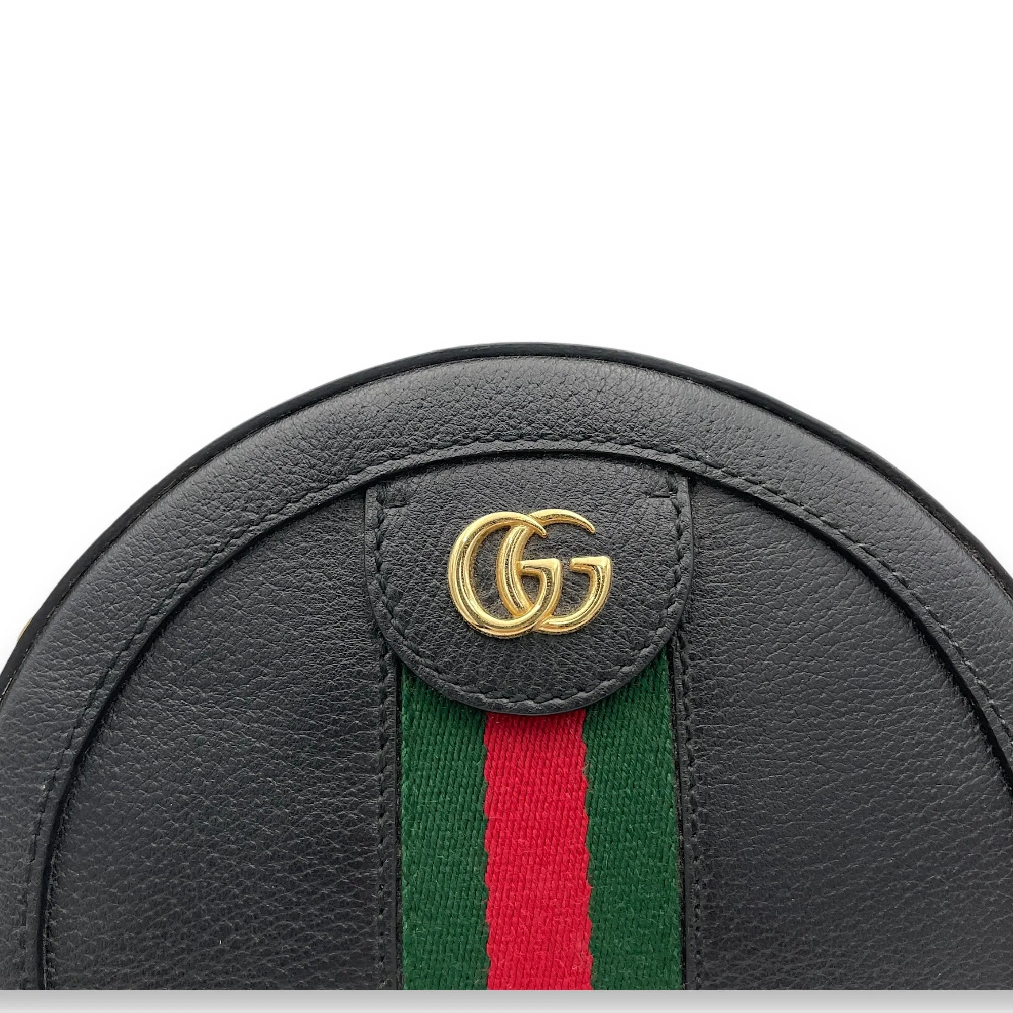 Ophidia Round  Crossbody bag in Calfskin, Gold Hardware