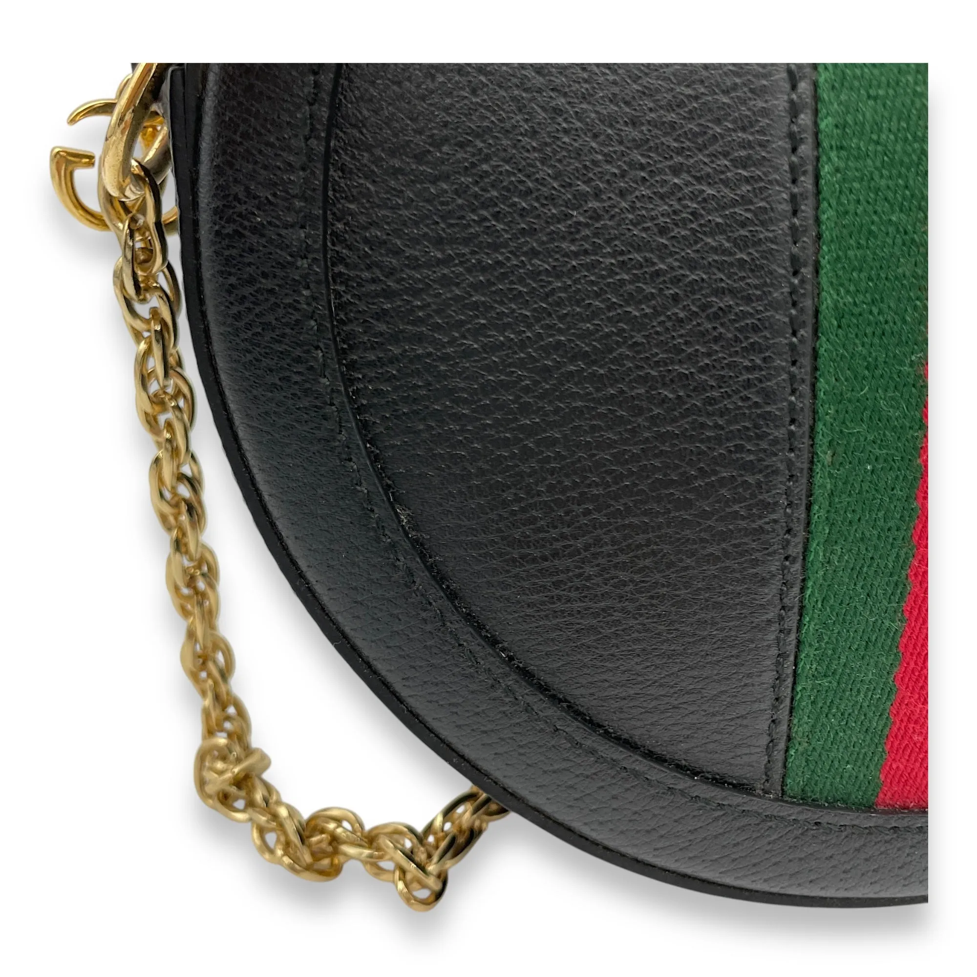 Ophidia Round  Crossbody bag in Calfskin, Gold Hardware
