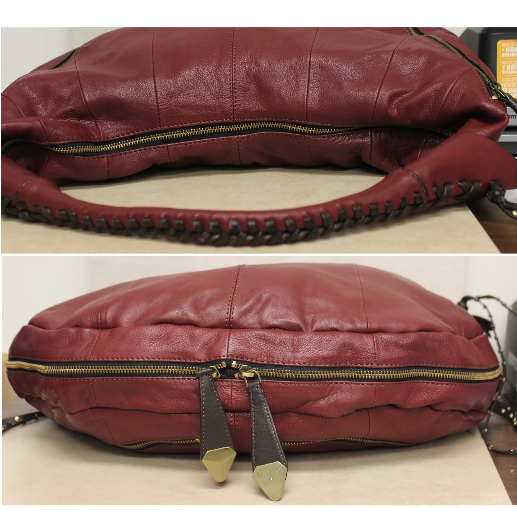Oryany Purse: Large Maroon Leather Hobo Bag
