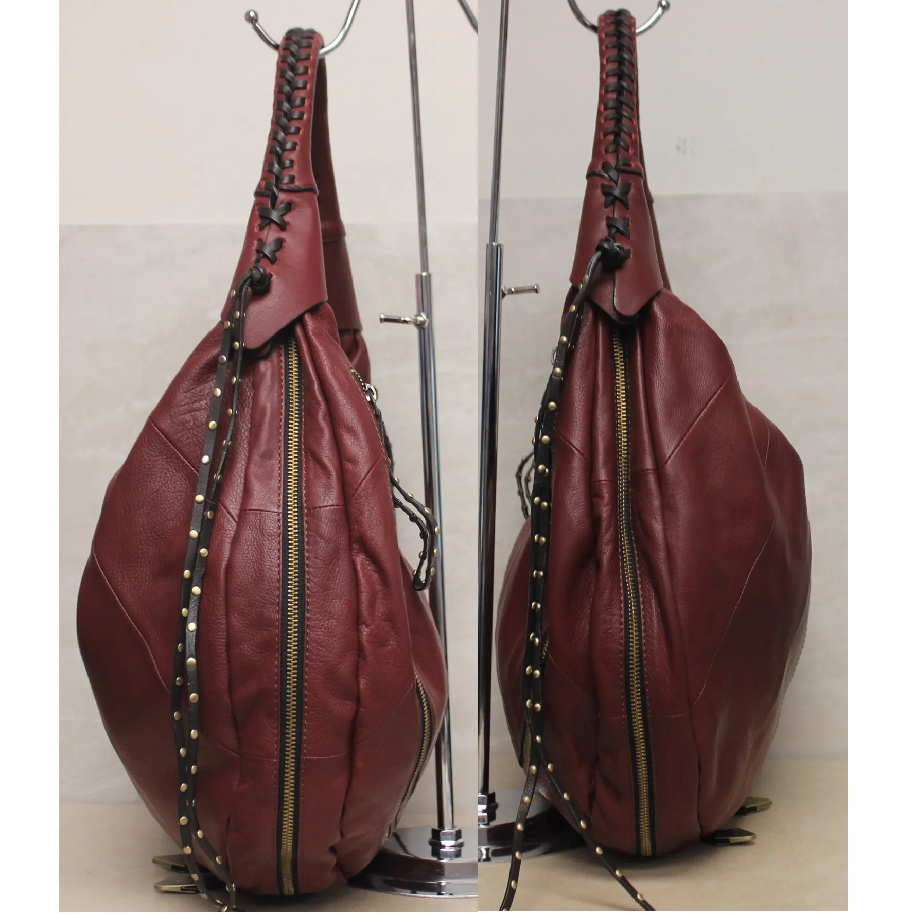 Oryany Purse: Large Maroon Leather Hobo Bag