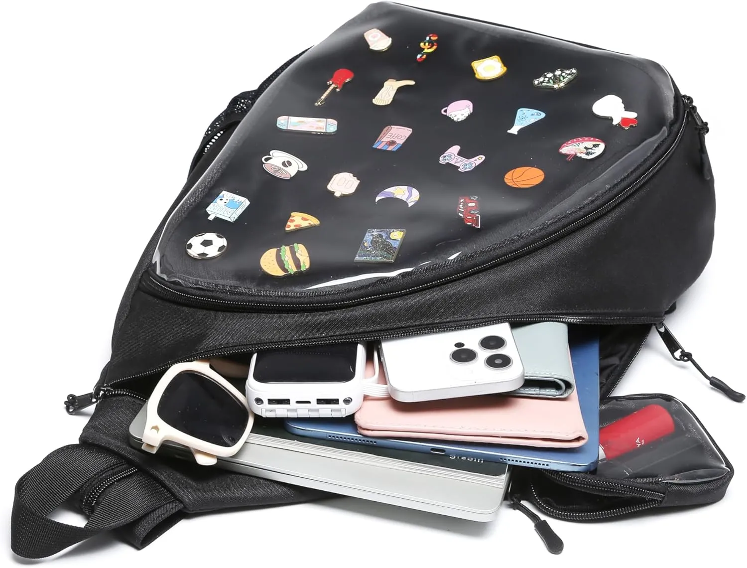 Oxford Ita Bag Kawaii Pin Display Chest Pack Single Shoulder Bag Sport Zipper Backpack Hiking Daypack, Large