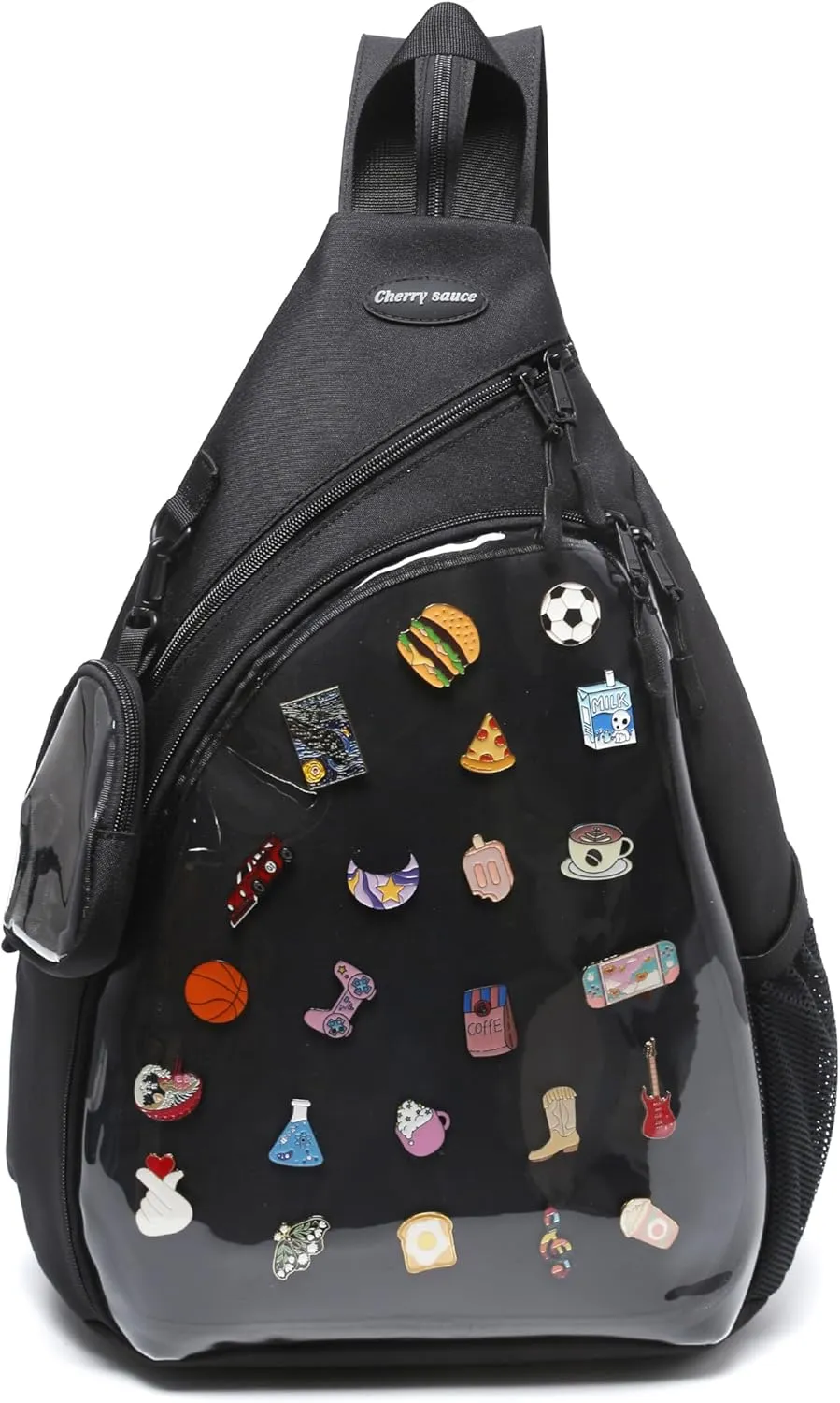 Oxford Ita Bag Kawaii Pin Display Chest Pack Single Shoulder Bag Sport Zipper Backpack Hiking Daypack, Large