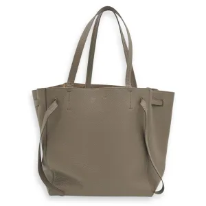 Phantom Grey Tote Bag in Calfskin, Gold hardware