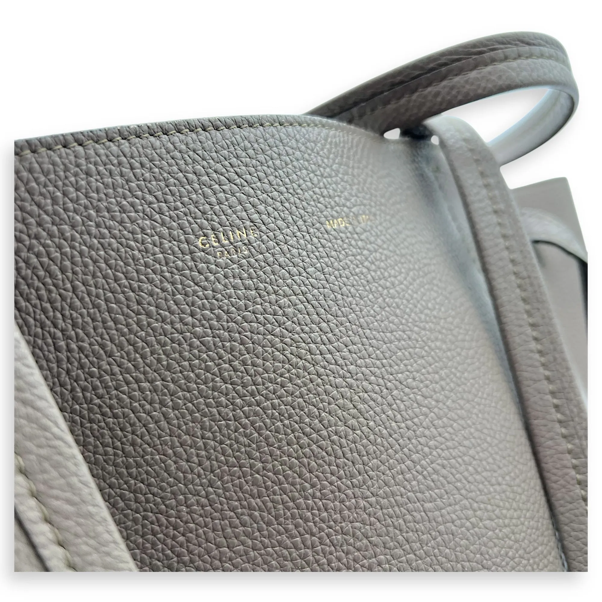 Phantom Grey Tote Bag in Calfskin, Gold hardware