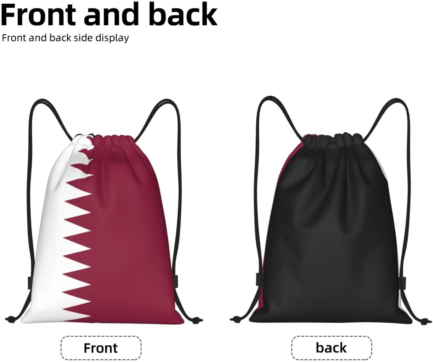 Qatar flag Print Lightweight Drawstring Bag - Foldable Cinch Backpack for Travel, Gym, Sports, and Daily Use