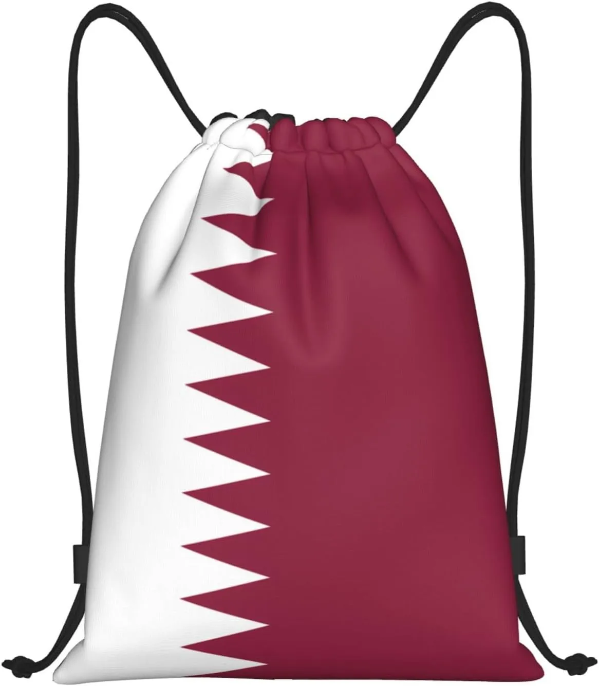 Qatar flag Print Lightweight Drawstring Bag - Foldable Cinch Backpack for Travel, Gym, Sports, and Daily Use