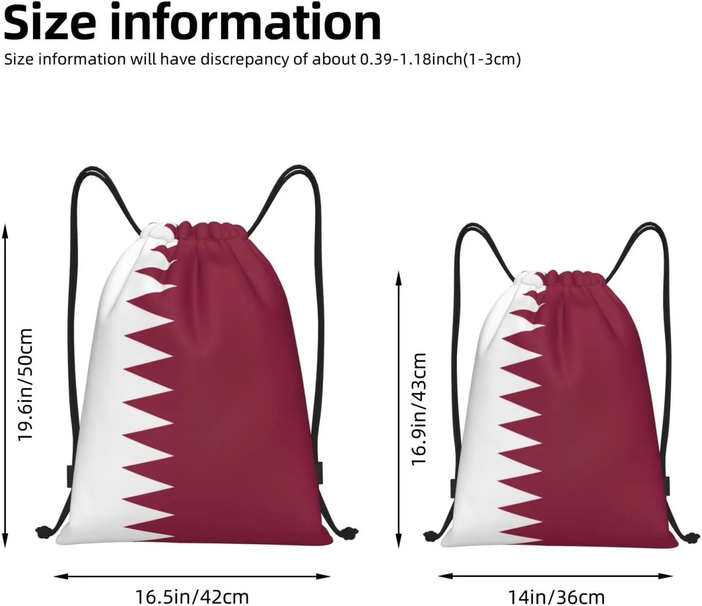 Qatar flag Print Lightweight Drawstring Bag - Foldable Cinch Backpack for Travel, Gym, Sports, and Daily Use