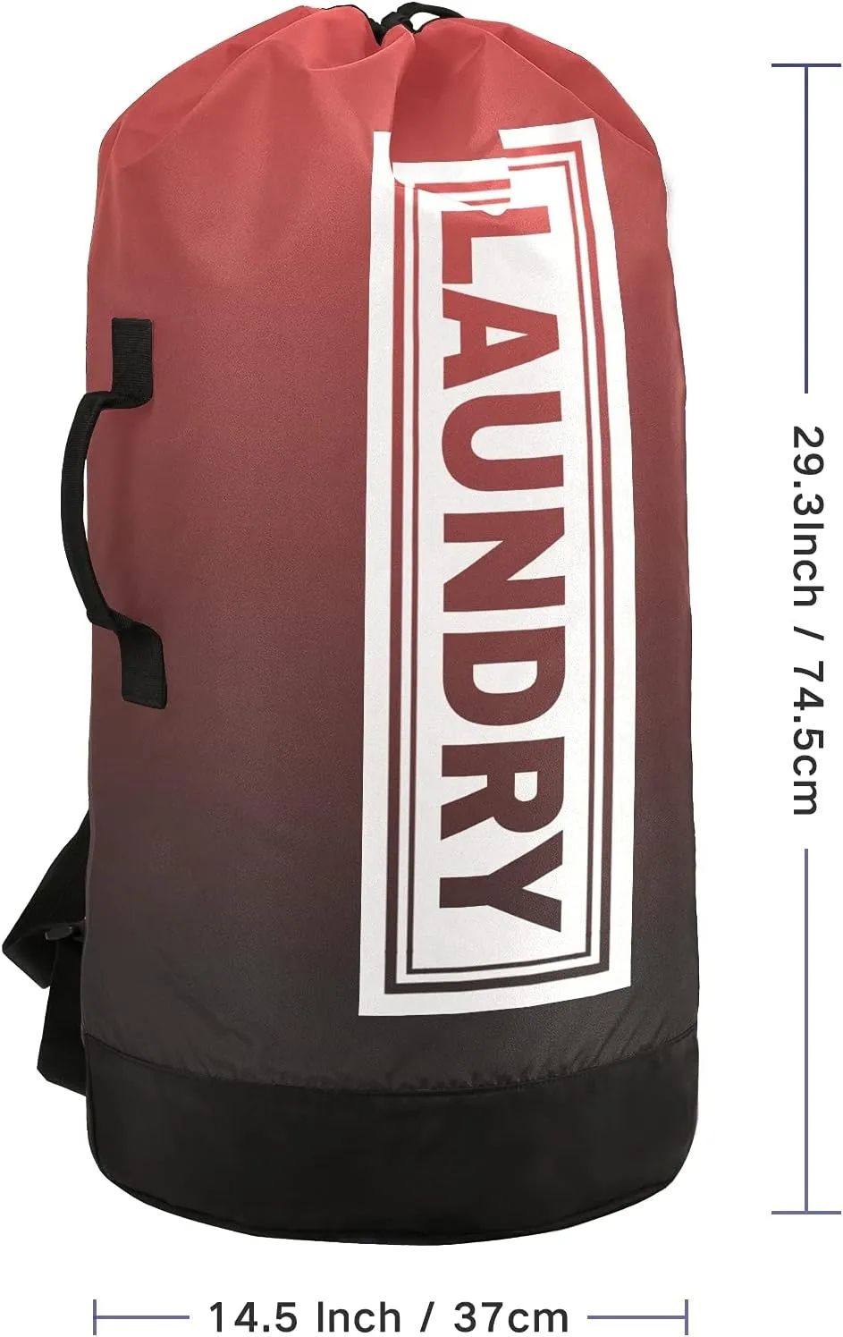 Red Black Gradient Laundry Backpack Large Heavy Duty Laundry Bag for College Students Laundry bag with Shoulder Straps Dirty Clothes Organizer for Traveling Waterproof
