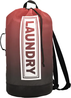 Red Black Gradient Laundry Backpack Large Heavy Duty Laundry Bag for College Students Laundry bag with Shoulder Straps Dirty Clothes Organizer for Traveling Waterproof
