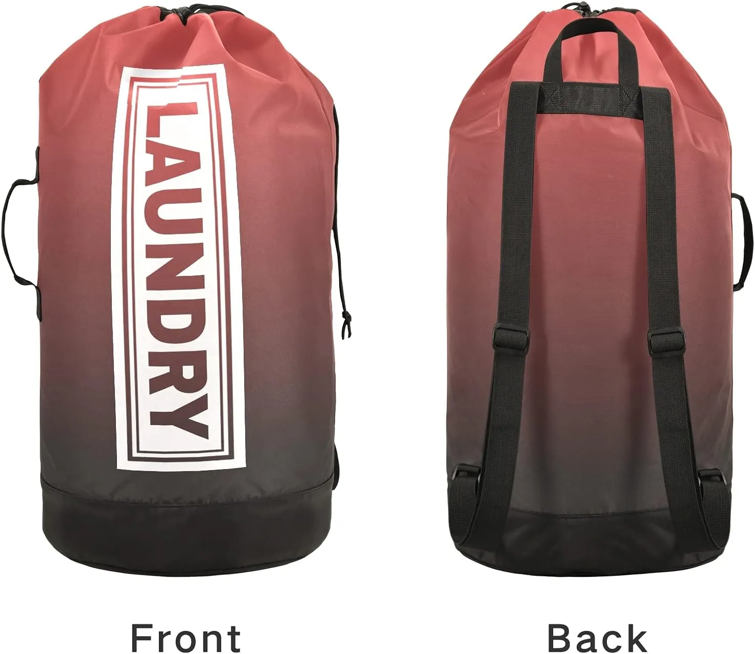 Red Black Gradient Laundry Backpack Large Heavy Duty Laundry Bag for College Students Laundry bag with Shoulder Straps Dirty Clothes Organizer for Traveling Waterproof