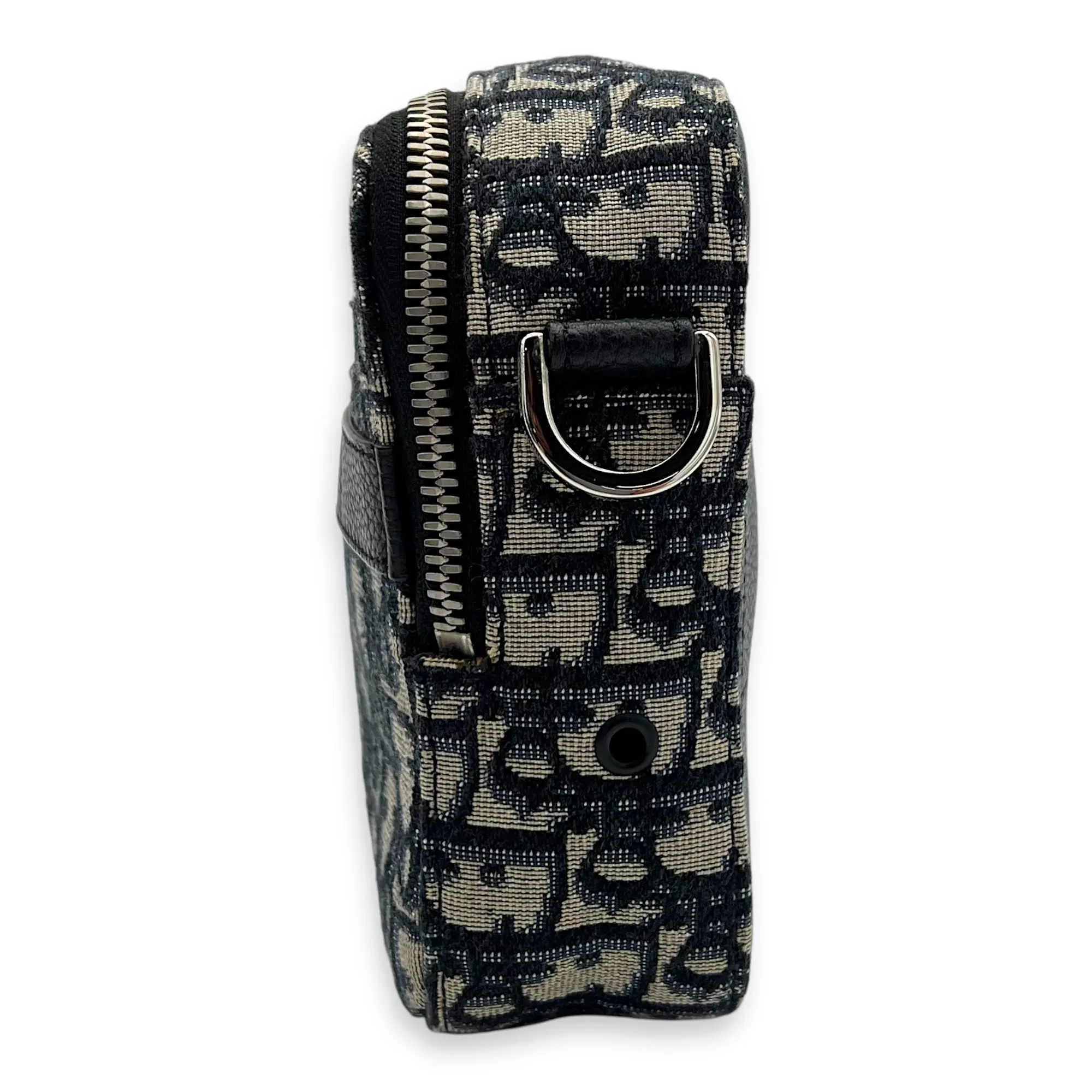 Safari Crossbody Bag Blue in Jacquard, Silver hardware
