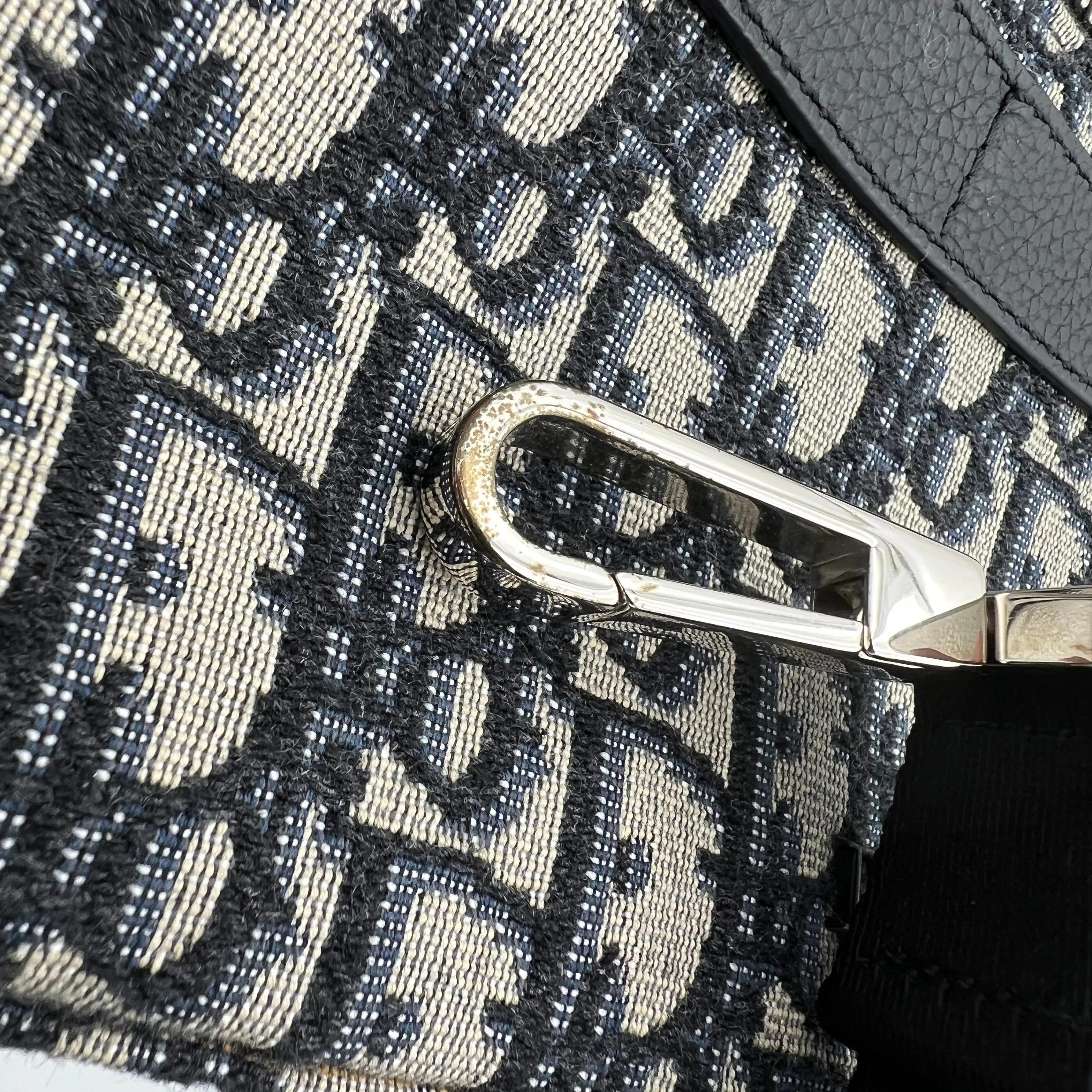 Safari Crossbody Bag Blue in Jacquard, Silver hardware