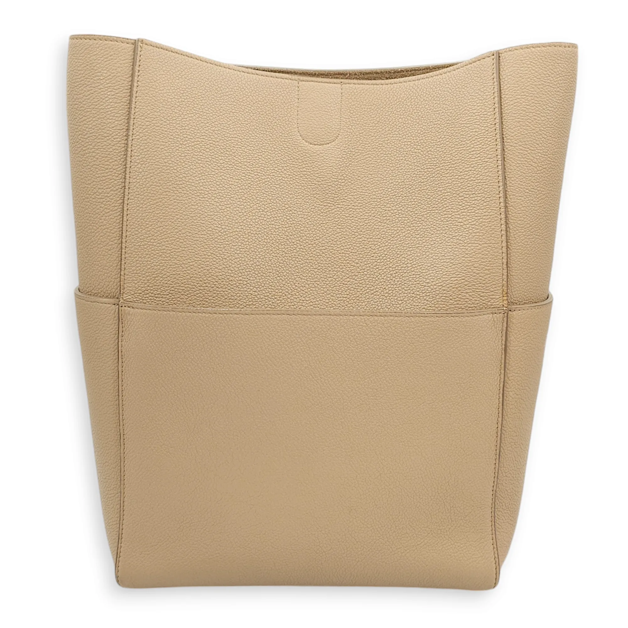 Sangle Seau Vertical Beige Tote Bag in Calfskin, Gold hardware