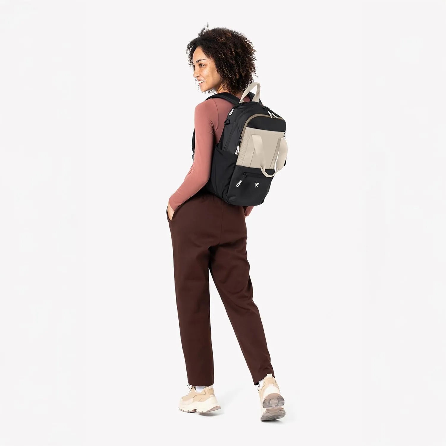Sherpani Camden, Convertible Backpack, 3 in 1 Tote Bag, Women Crossbody Bag, Cross Body Purse, 21L Travel Backpack, Travel Gifts for Mothers Day 2025, RFID Protection, Fits 15 Laptop (Con Leche)