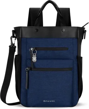 Sherpani Soleil, Anti Theft Convertible Backpack, 3 in 1 Tote Bag, Crossbody Bag, Cross Body Purse, 18L Travel Backpack, Travel Gifts for Women, RFID Protection, Fits 15 Laptop (Indigo)