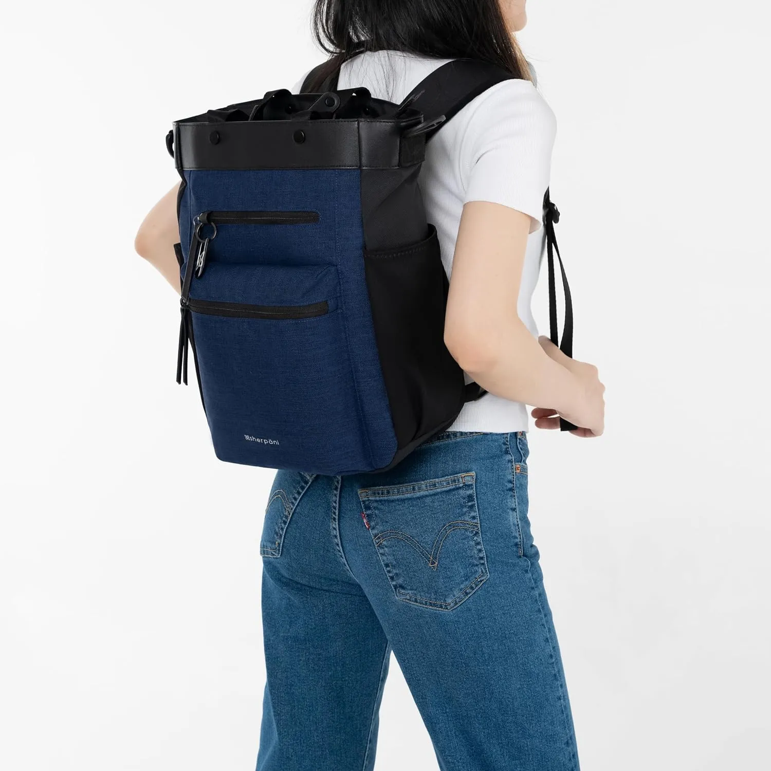 Sherpani Soleil, Anti Theft Convertible Backpack, 3 in 1 Tote Bag, Crossbody Bag, Cross Body Purse, 18L Travel Backpack, Travel Gifts for Women, RFID Protection, Fits 15 Laptop (Indigo)