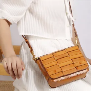 Small Womens Woven Leather Side Bag Over The Shoulder Purse