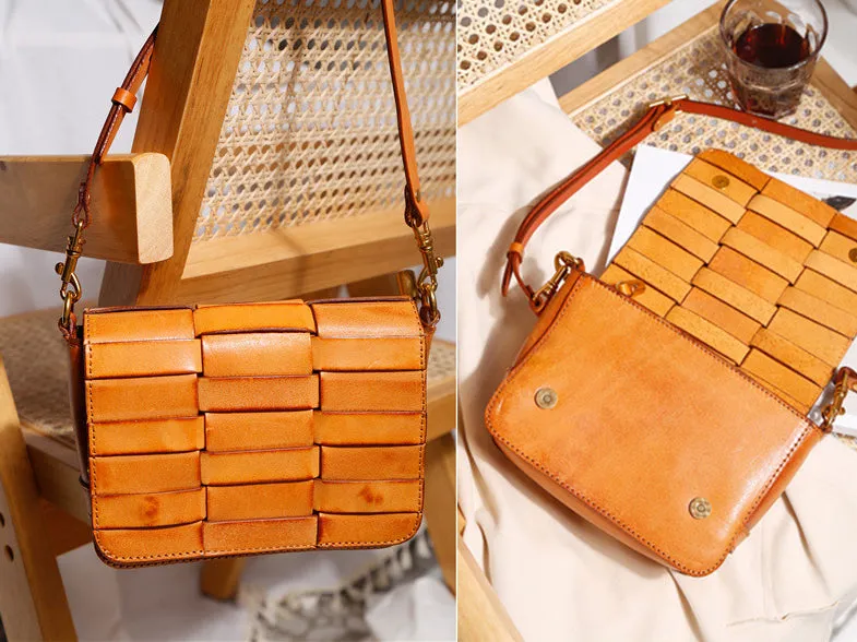 Small Womens Woven Leather Side Bag Over The Shoulder Purse