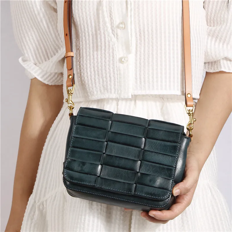Small Womens Woven Leather Side Bag Over The Shoulder Purse