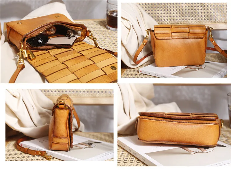 Small Womens Woven Leather Side Bag Over The Shoulder Purse