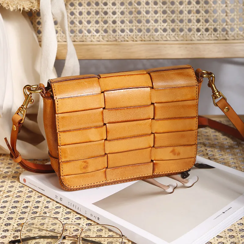 Small Womens Woven Leather Side Bag Over The Shoulder Purse