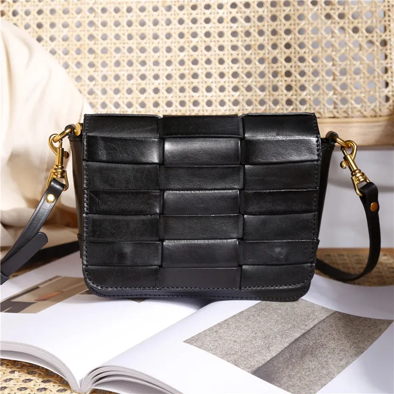 Small Womens Woven Leather Side Bag Over The Shoulder Purse