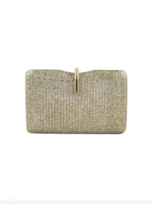 Straw Clutch in Gold