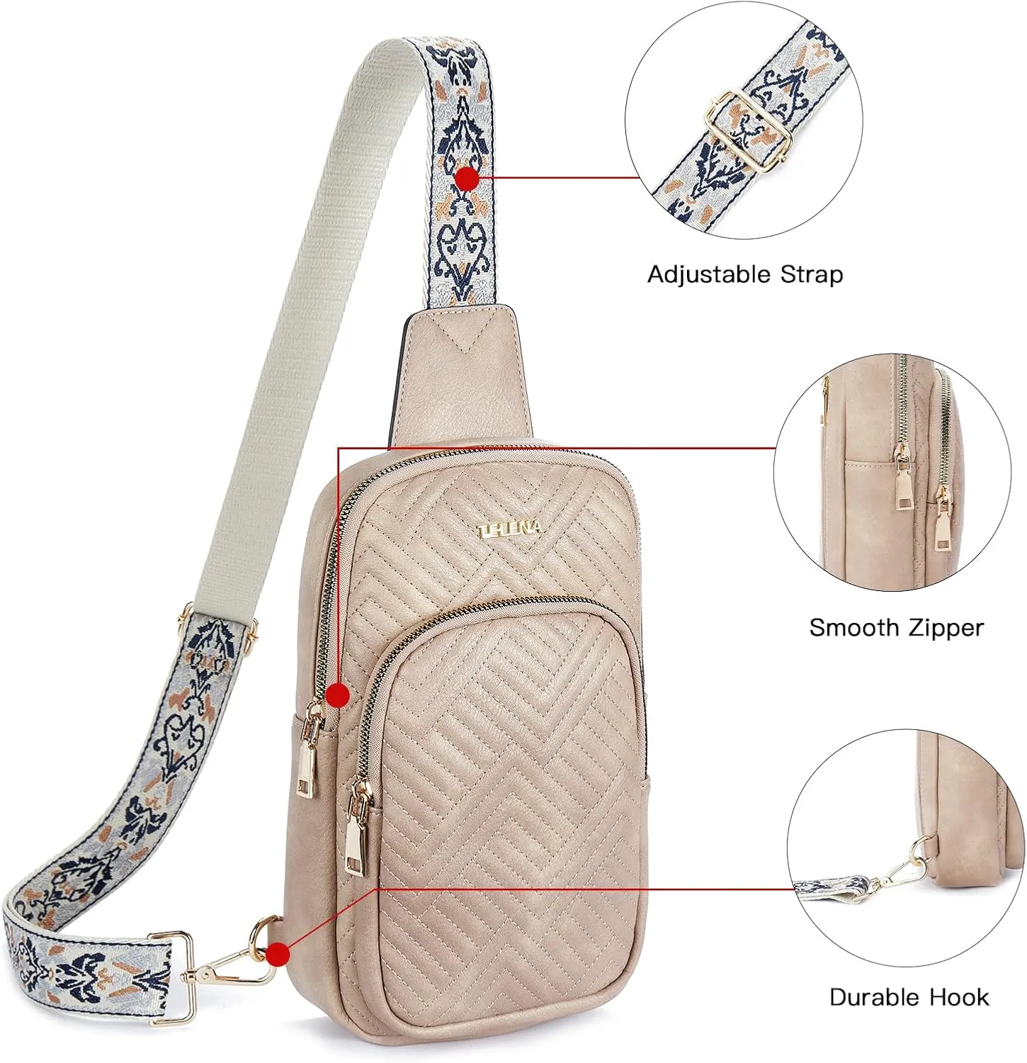 Telena Large Sling Bag Crossbody Bags for Women Fanny Packs Cross Body with Adjustable Strap