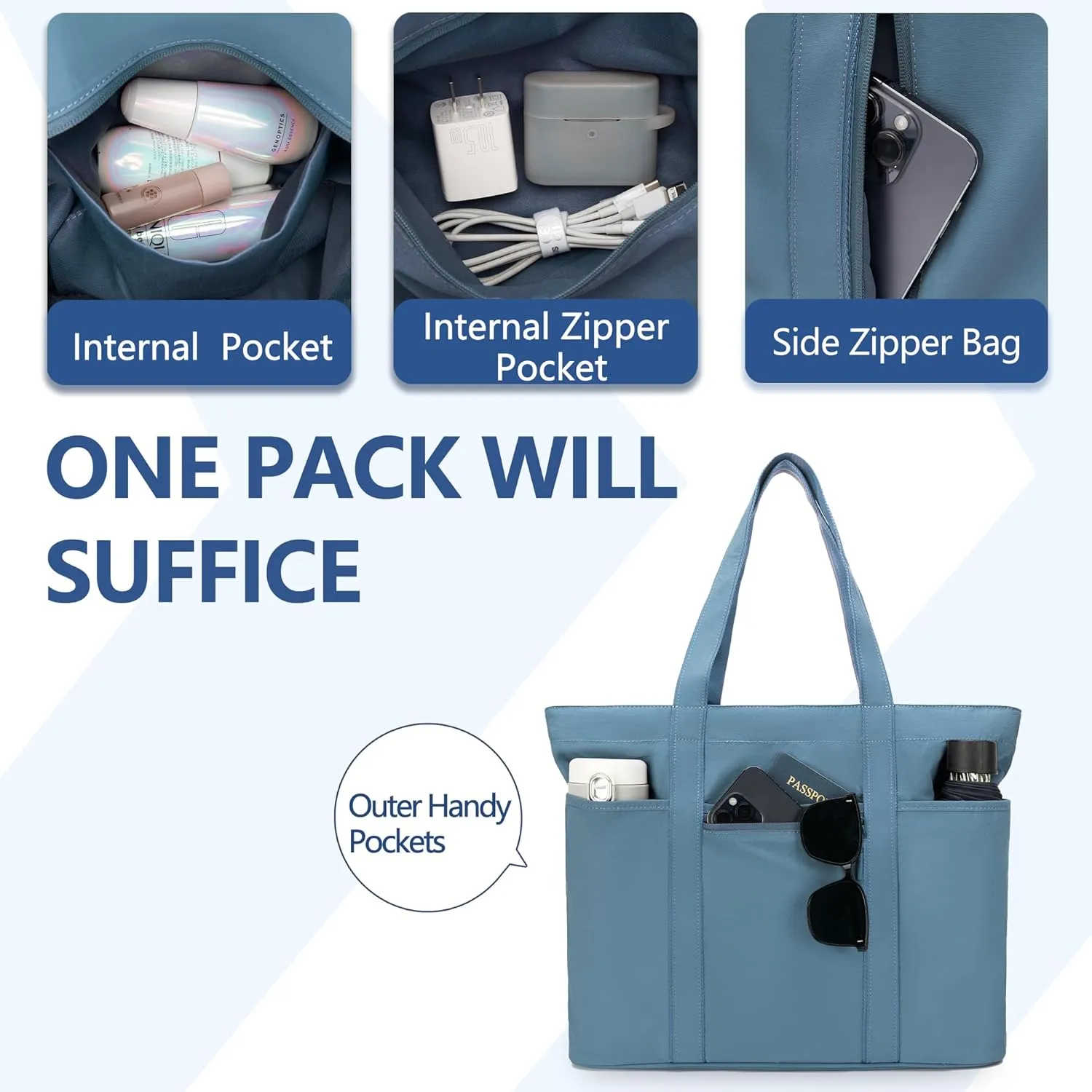 Tote Bag for Women,Large Handbag with Laptop Compartment, Shoulder Bag for Travel, Tote Bags for Work and Everyday