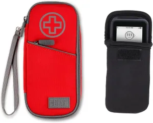 USA Gear Insulated Diabetic Bag (Red)   Slim CGM System Device Belt Case (Black) - Bundle