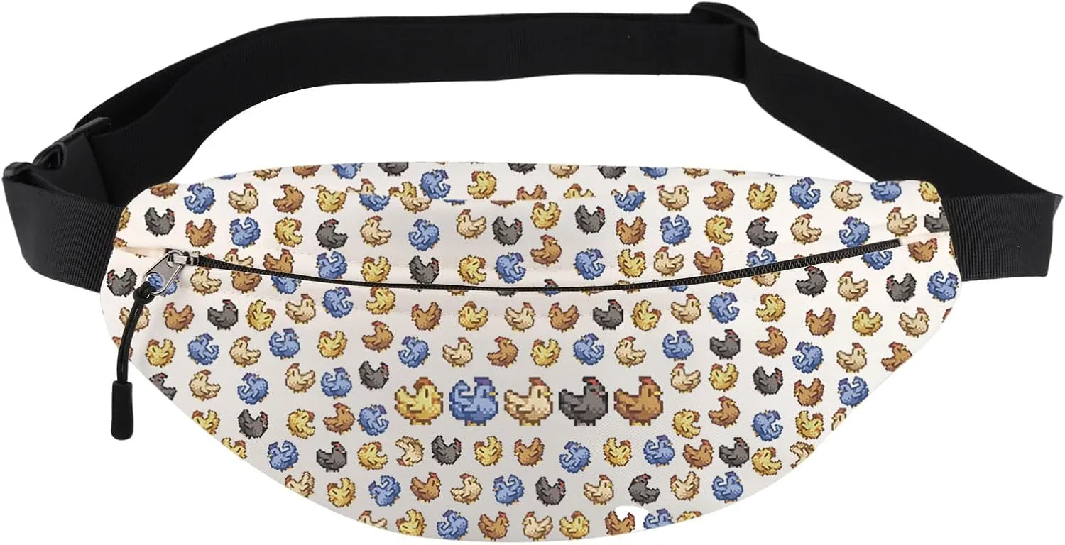 Valley Game Fanny Bags Pixel Chicken Lover Waist Bag Farming Country Adventure Gaming Gift Video Game Lover Gift (Chicken Fb)
