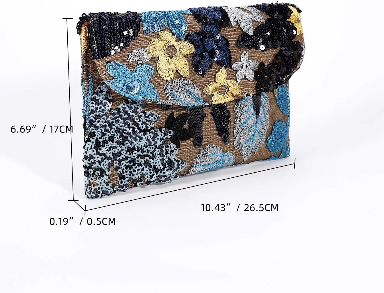 Verdusa Women's Floral Embroidery Sequin Evening Clutch Bags Party Purses