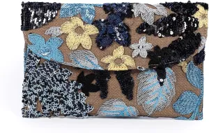 Verdusa Women's Floral Embroidery Sequin Evening Clutch Bags Party Purses