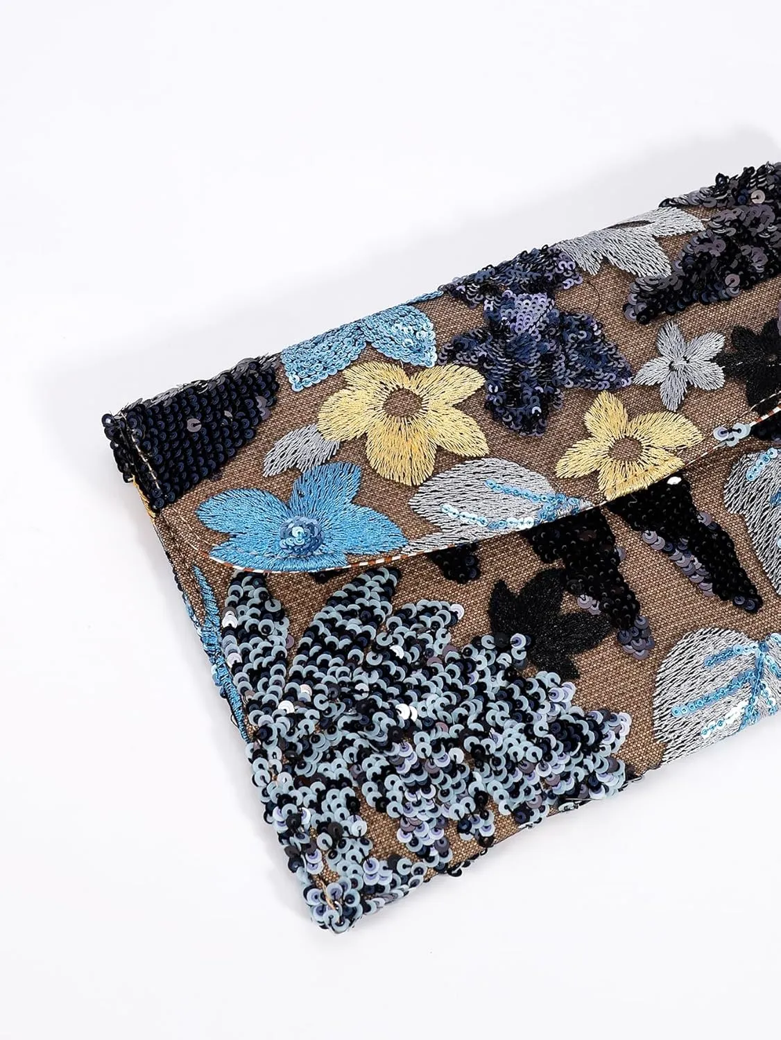 Verdusa Women's Floral Embroidery Sequin Evening Clutch Bags Party Purses