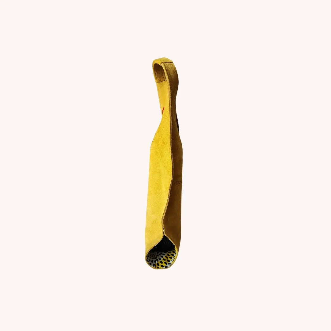 Wine/Champagne Carrier - Yellow Suede Exterior
